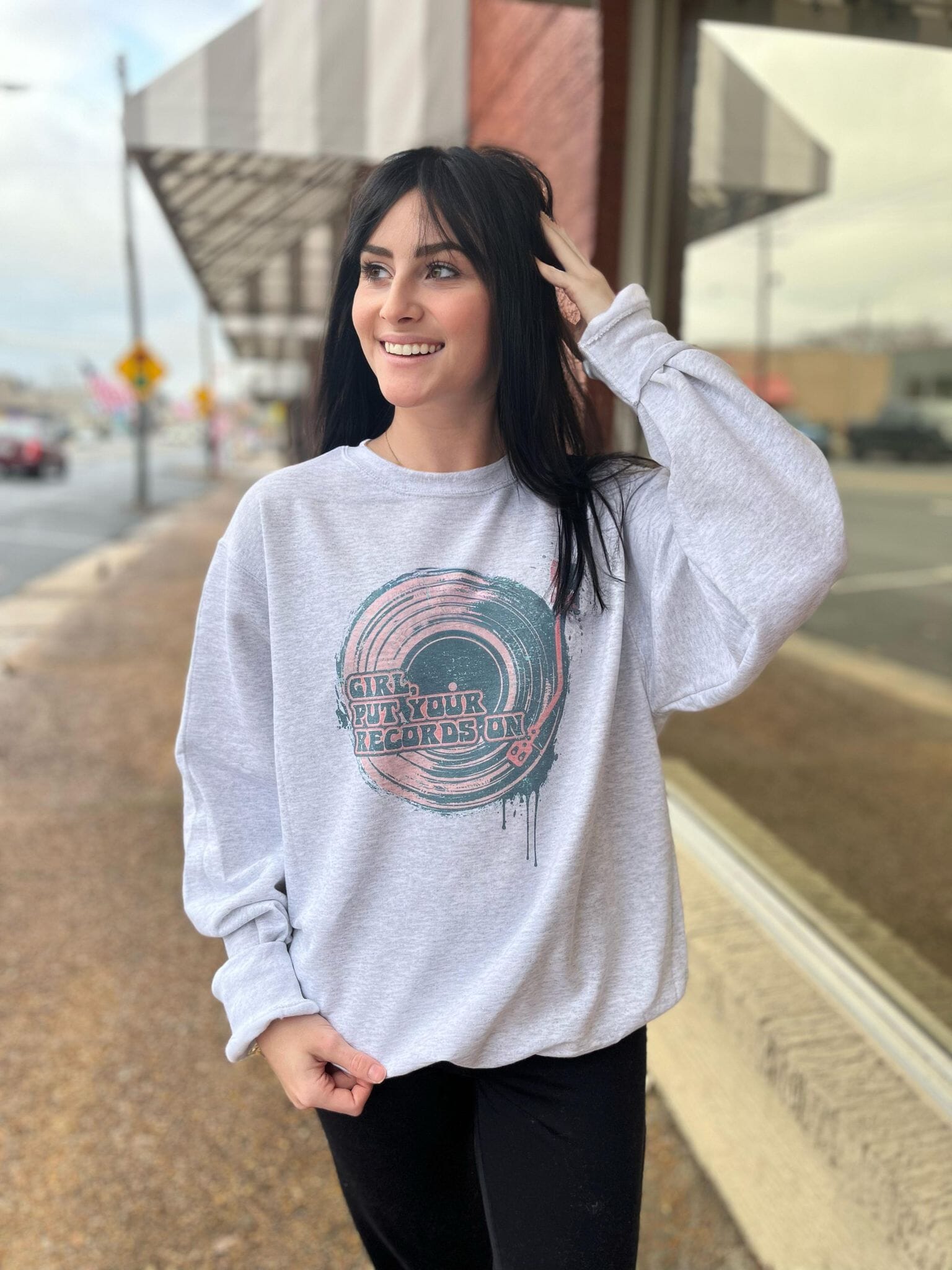 Put Your Records On Sweatshirt-ask apparel wholesale