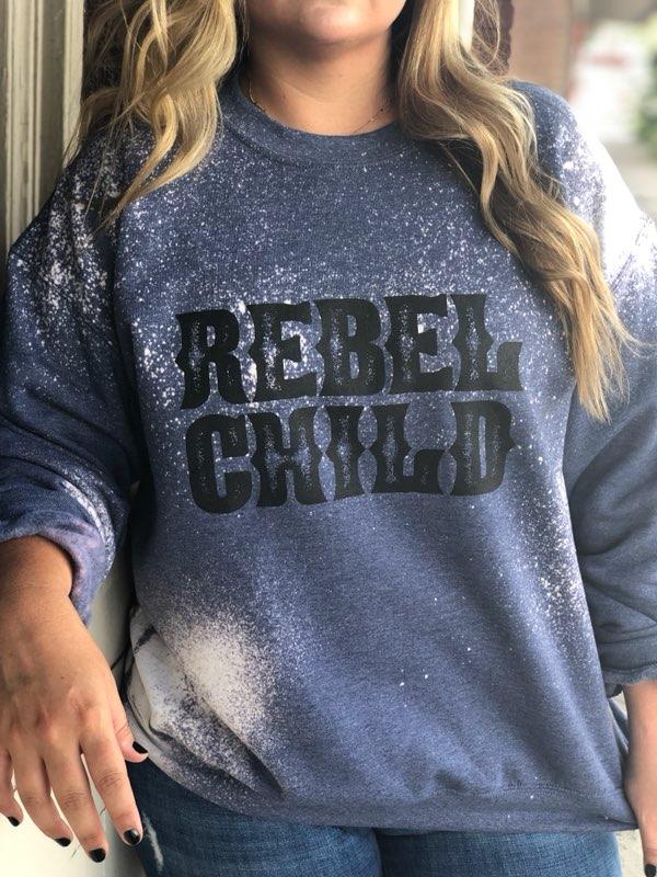 Rebel Child Distressed Sweatshirt-ask apparel wholesale