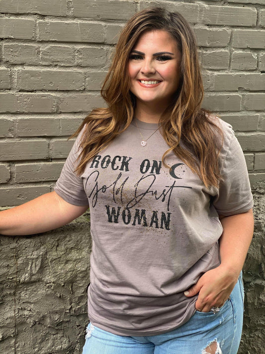 Rock On, Gold Dust Woman Tee-ask apparel wholesale