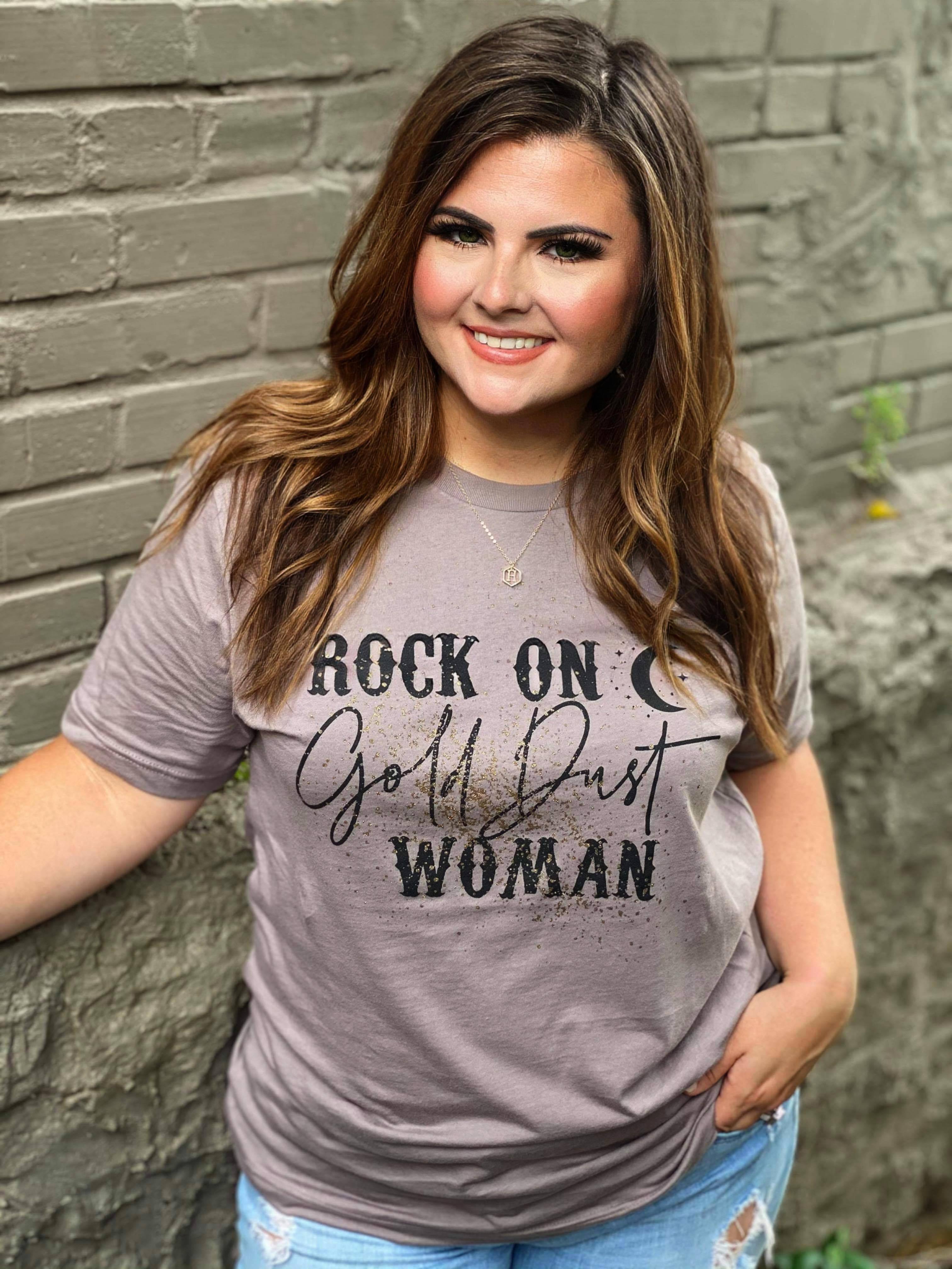 Rock On, Gold Dust Woman Tee-ask apparel wholesale