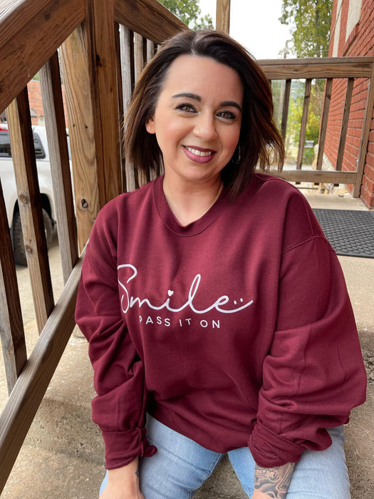 Smile, Pass It On Sweatshirt-ask apparel wholesale