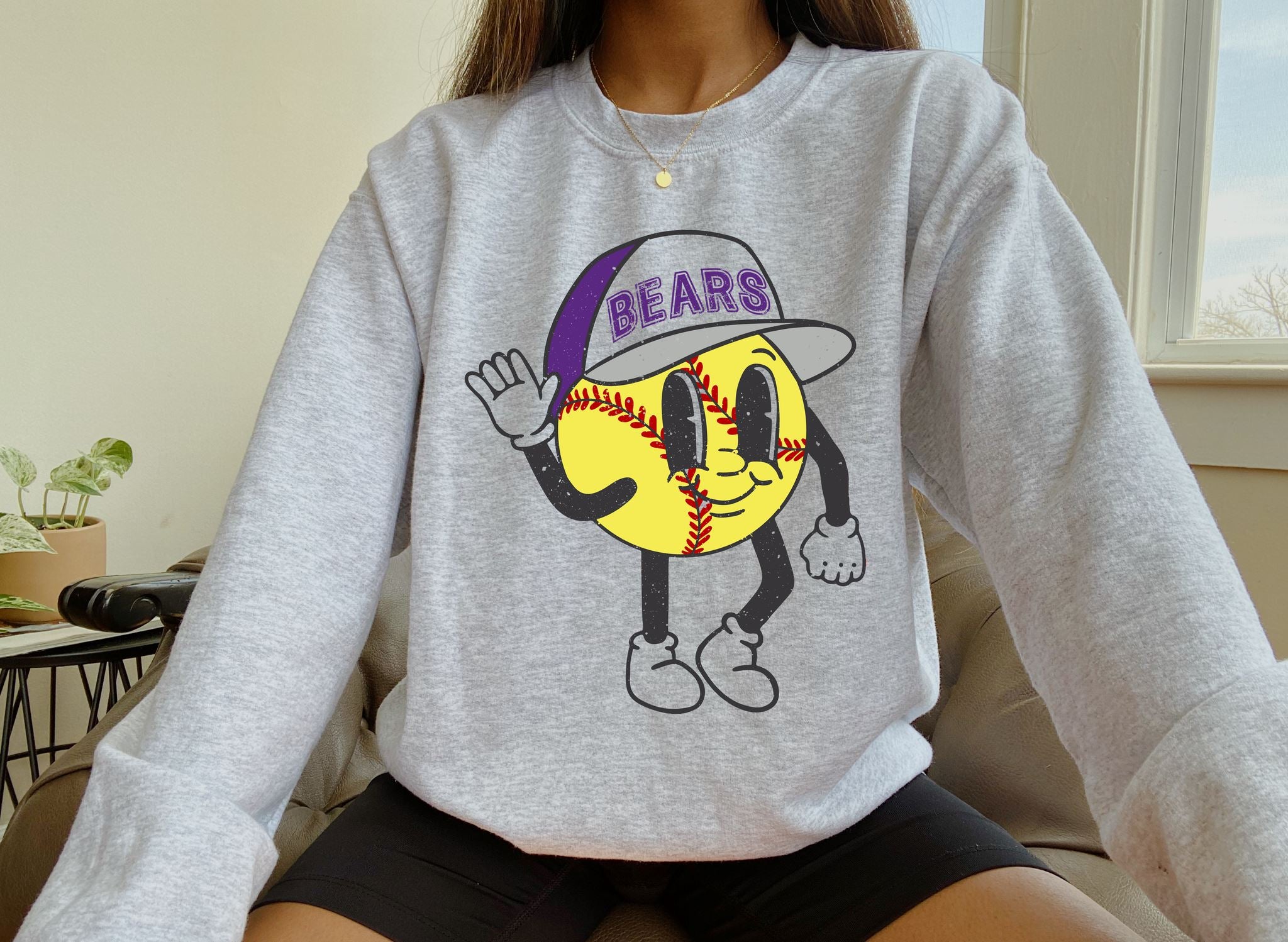 Softball Smiley Guy Sweatshirt ask apparel wholesale 