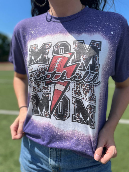 Stacked Football Mama Bleach Tee-ask apparel wholesale
