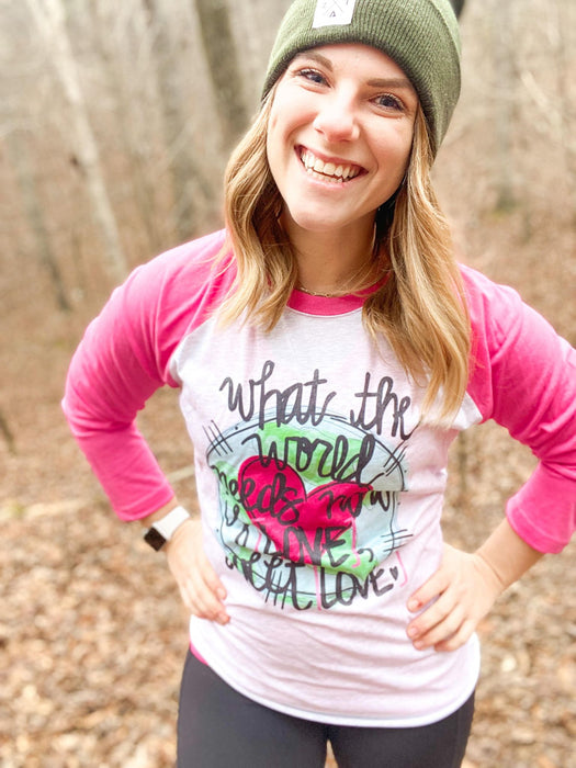 What The World Needs Now Raglan-ask apparel wholesale