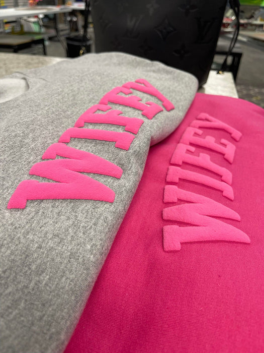 Wifey Puff Sweatshirts-ask apparel wholesale