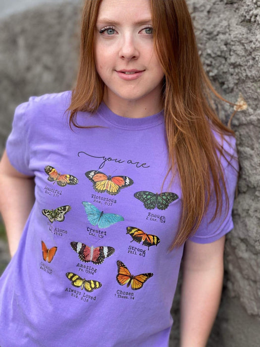 You Are Butterfly Tee ask apparel wholesale Small Violet 